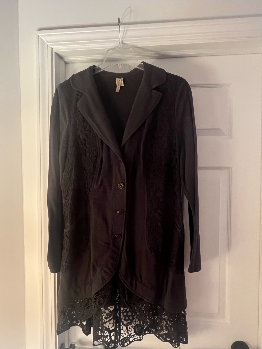 XCVI Charcoal Intricate Lace-Trim Blazer